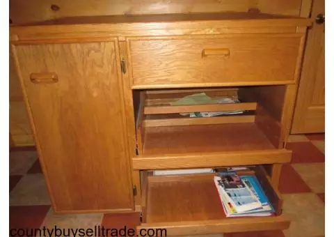 3 Piece Oak Office Cabinets/Computer Console
